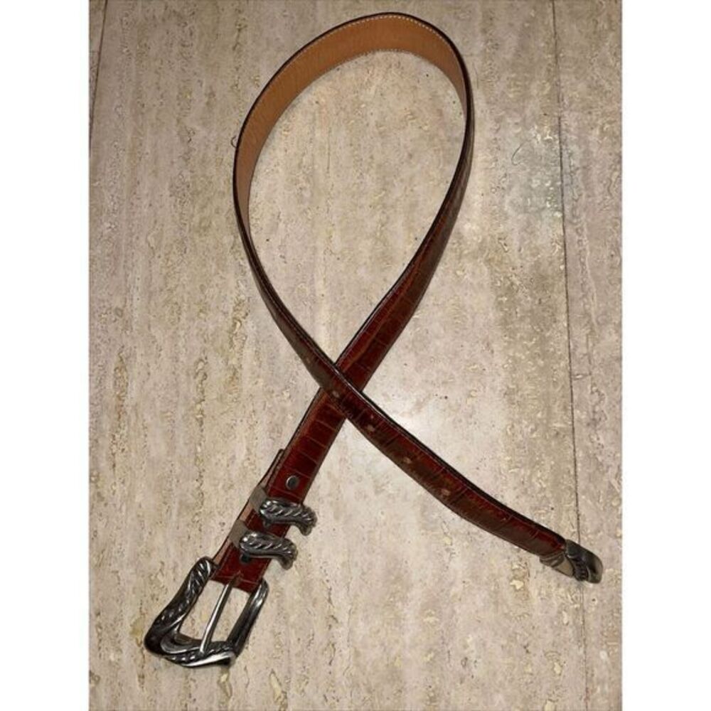 Onyx belt Womens South Western Brown Croco Embossed Leather Belt 28